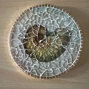 Mosaic Tempered Glass Nautilus Shell Coaster